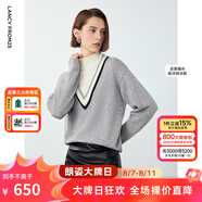 朗姿半高圓領(lǐng)毛針織衫冬季新款套頭衫百搭打底衫上衣女 中灰色 M