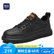 海瀾之家HLA男鞋休閑男士板鞋運(yùn)動(dòng)鞋HAAXXM2EBF310 黑色沖孔款42
