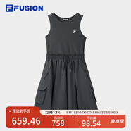 FILA FUSION斐樂潮牌女子連衣裙2025夏季新款休閑工裝無袖連身裙 瀝青灰-CC M 165/84A/M