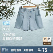 森馬牛仔褲女簡約時尚A字褲ins潮夏季涼感短褲休閑風(fēng)109324122005