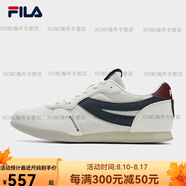FILA斐樂弧邊鞋復古跑鞋男鞋2025夏季新款休閑鞋白色運動鞋薄底鞋 古白色_午夜深藍-AM 40.5