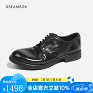 dreambox鈞博皮鞋男商務(wù)正裝意大利馬臀皮復(fù)古手工沿條縫線男鞋 黑色 41