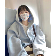 以純 YISHION春季灰色開(kāi)春外套女連帽衛衣2025新款拉鏈開(kāi)衫寬松慵懶風(fēng)休閑上衣 奶藍色 春秋薄款 S