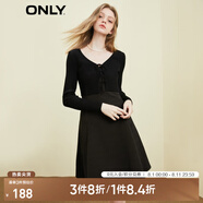 ONLY時(shí)尚氣質(zhì)A字收腰套裝開衫連衣裙女|123107044 H1Z 黑色BLACK L (170) 88A