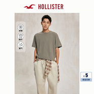 HOLLISTER【涼感】25夏新款純色簡(jiǎn)約風(fēng)情侶T恤男裝女裝KI324-4166 棕色 S (175/92A)