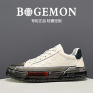 BOGEMON【輕奢定制 限量款】專柜同款手工凝膠工藝頭層牛皮休閑定制男鞋 白色 （99073） 38 （標(biāo)準(zhǔn)歐碼皮鞋碼）