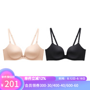 蘭卓麗文胸內衣女無(wú)鋼圈小胸聚攏顯大舒適減壓胸罩薄杯女士?jì)纫聼o(wú)痕文胸 黑+膚 75B 中薄杯