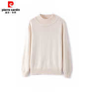 皮爾卡丹（pierre cardin）歐單好貨100棉半高領(lǐng)毛衣女冬打底衫套頭針織衫單穿寬松顯瘦 137米色 M