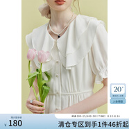 范思藍(lán)恩23FS12518法式甜美連衣裙女夏季新款荷葉邊襯衫裙子 米色 S