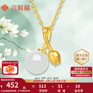 六桂福珠寶黃金吊墜女如花似郁金鑲玉吊墜和田玉郁金香玉墜七夕禮物項(xiàng)鏈