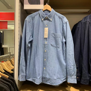 UNIQLQ優(yōu)衣官庫方男裝/女裝秋季牛仔條紋水洗產(chǎn)品工裝襯衫466413/ UNIQLQ天藍色 S