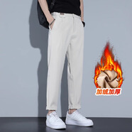 MBA2025夏季新款直筒小西褲男士寬松垂墜感男生休閑長(cháng)褲子 801米白 加絨 XL