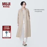 無印良品（MUJI）女式 麻水洗長袖襯衫連衣裙 女裝長款裙子早秋漢麻襯衫裙BC2JKA4S 淡黃色 M 160/84A
