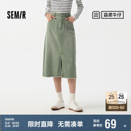 森馬[森柔牛仔]半身裙女高腰開(kāi)叉春夏牛仔直筒短裙子103124120002