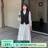 惟友顯瘦遮肚子套裝胖妹妹春裝大碼女裝設(shè)計(jì)感茶歇蛋糕長(zhǎng)裙 黑色套裝 2XL 【尺碼偏大】 建議150-170斤