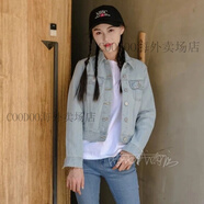 Lee秋女裝外套刺繡修身女士牛仔夾克淺藍(lán)LWT005270101291-A03563 淺藍(lán)色 XS 150/95斤內(nèi)