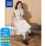 唐獅（TonLion）2025女翻領(lǐng)長袖襯衫連衣裙百搭韓版減齡高級感時髦潮 杏色 L