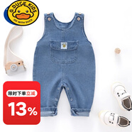 G.DUCKKIDS3-6-9-12個月嬰幼兒新生兒棉軟牛仔背帶褲0-1-2歲男女寶寶褲子 道奇藍(lán) 笑臉口袋款 100 建議身高90-100厘米