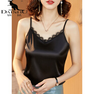 袋鼠（DaiShu）真絲美背吊帶背心女夏季桑蠶絲內(nèi)搭配小西裝打底外穿氣質(zhì)無袖上衣 黑色 XL