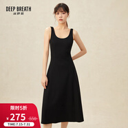 深呼吸DEEP BREATH女裝簡約高腰圓領(lǐng)背心小黑裙連衣裙8500126 黑 S (2碼)