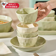 佩爾森奶油風(fēng)陶瓷米飯碗家用2024新款吃飯碗高顏值碗碟套裝面碗湯碗餐具 4.75英寸飯碗混色 4件套