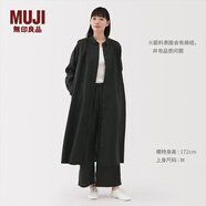無印良品（MUJI）女式 漢麻水洗長袖襯衫連衣裙 女裝裙子長裙25年夏季寬松BC2N5A5S 黑色 L （165/88A）