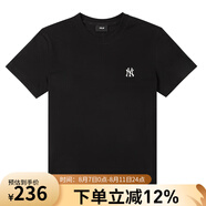 美職棒（MLB）官方 女裝短袖T恤25夏季新款上衣情侶服男士韓版刺繡小標(biāo)半袖 紐約洋基隊/黑色（25新款） M 170/92A