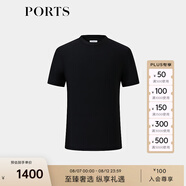PORTS寶姿男裝2025春夏新品圓領速干舒適彈力商務休閑短袖T恤 黑色 M