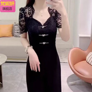 梵妮妍感氣質(zhì)中國(guó)風(fēng)顯瘦連體褲套裝女2025夏季新款修身直筒褲連體衣 黑色 2XL 125-140斤