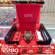 布加迪（BONEST GATTI）水晶殼德國手表男士自動機械表防水運動腕表情人節(jié)生日禮物送男友 【霸氣長城】黑殼黑面黑膠帶