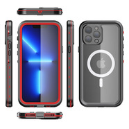 紅辣椒適用iPhone15防水手機殼MagSafe磁吸蘋果14ProMax潛水保護 紅色 ip-15