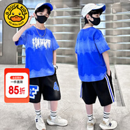 G.DUCKKIDS童裝男童夏裝套裝兒童衣服中大童短袖套裝男孩帥氣運動裝薄款透氣 藍(lán)色【6325款】 150 尺碼11~12歲【140-150cm】
