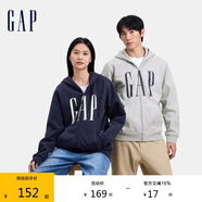 GAP男女裝秋季款印花字母logo抓絨連帽衛衣休閑外套660128