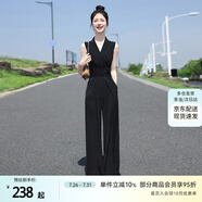 絲柏舍無袖連體褲2025春夏新款女時尚收腰設計V領裁剪連體衣