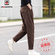 AEMAPE休閑褲女2025春秋新款哈倫褲女裝顯瘦工裝褲子高腰寬松長(cháng)褲百搭 21963咖啡色【單褲】 M 建議90-110斤