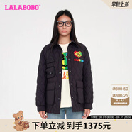 拉拉波波設計感格子羽絨服女秋冬新款黑色簡約休閑多口袋外套LBCC-WSYR11 黑色 M 165