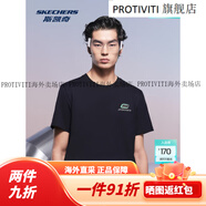 斯凱奇涼感短袖T恤女情侶款夏季速干白色百搭男生上衣針織衫T 純黑巧(碳黑)-0018 XS 均碼
