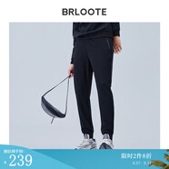 巴魯特（Brloote）男士針織休閑褲彈力舒適抽繩九分休閑褲秋冬 黑色 190/100A