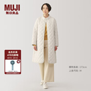 無印良品（MUJI）女式 可水洗絎縫大衣外套女款棉服冬菱格棉衣中長款女裝 BD0YVA4A 象牙色 M (160/84A)