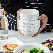 唐韻敏楊陶瓷 家用吃飯碗金葉情緣中式餐具大魚盤湯碗 菜 絲玫瑰5英寸飯碗4碗4勺4筷