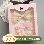 Auro Mesa寶寶頭花嬰兒發(fā)帶花朵皇冠公主發(fā)飾兒童配飾禮盒滿月百天周歲生日 E款