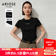 艾諾絲雅詩商場同款2025夏季新品通勤百搭經(jīng)典黑色修身圓領(lǐng)T恤30466160 黑色 L