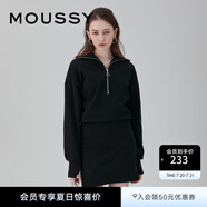 moussy 女裝新款拉鏈半開領(lǐng)松緊腰針織連衣裙女010GSK80-0910 020黑色 S 00001