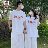 AEMAPE安可拉紅時(shí)尚短袖情侶裝男女寬松棉短袖t恤圓領(lǐng)情侶短袖t恤上衣 白色男-TUAO+白色女-TUA XL 建議140-160斤