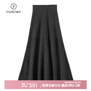 帕什 女羊絨半身裙35%山羊絨秋冬新款針織高腰顯瘦百褶傘裙 CT-1231 深灰色 均碼