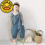 G.DUCKKIDS兒童褲子韓版春秋新品2025女童背帶褲寬松牛仔寶寶可愛大PP連體褲 淺藍(lán)色寶寶背帶褲 100 cm
