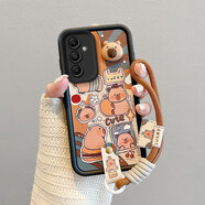 鉅臣適用三星GalaxyA56手機殼卡皮巴拉Galaxy A55男女皮紋samsung a55保護套煤球情侶卡通sx a56可愛(ài)女 2104釘扣皮紋卡皮巴拉 三星Galaxy A56