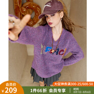 妖精的口袋【博主同款】妖精的口袋彩色毛絨絨字母慵懶風(fēng)毛衣女2025春新款 趣味薰衣草紫 厚款 常規(guī) M 常規(guī)
