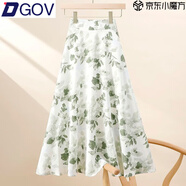 DGOV國(guó)風(fēng)穿搭碎花半身裙長(zhǎng)裙夏2025新款氣質(zhì)遮胯夏季顯瘦長(zhǎng)款A(yù)字裙 抹茶綠【后松緊】【75CM】（zt） M 【80-110斤】