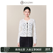 固執(zhí)（OBSTINATE）固執(zhí)2025春季新款新中式圓領(lǐng)立體花朵長袖針織毛衣開衫短外套女 米白色 L